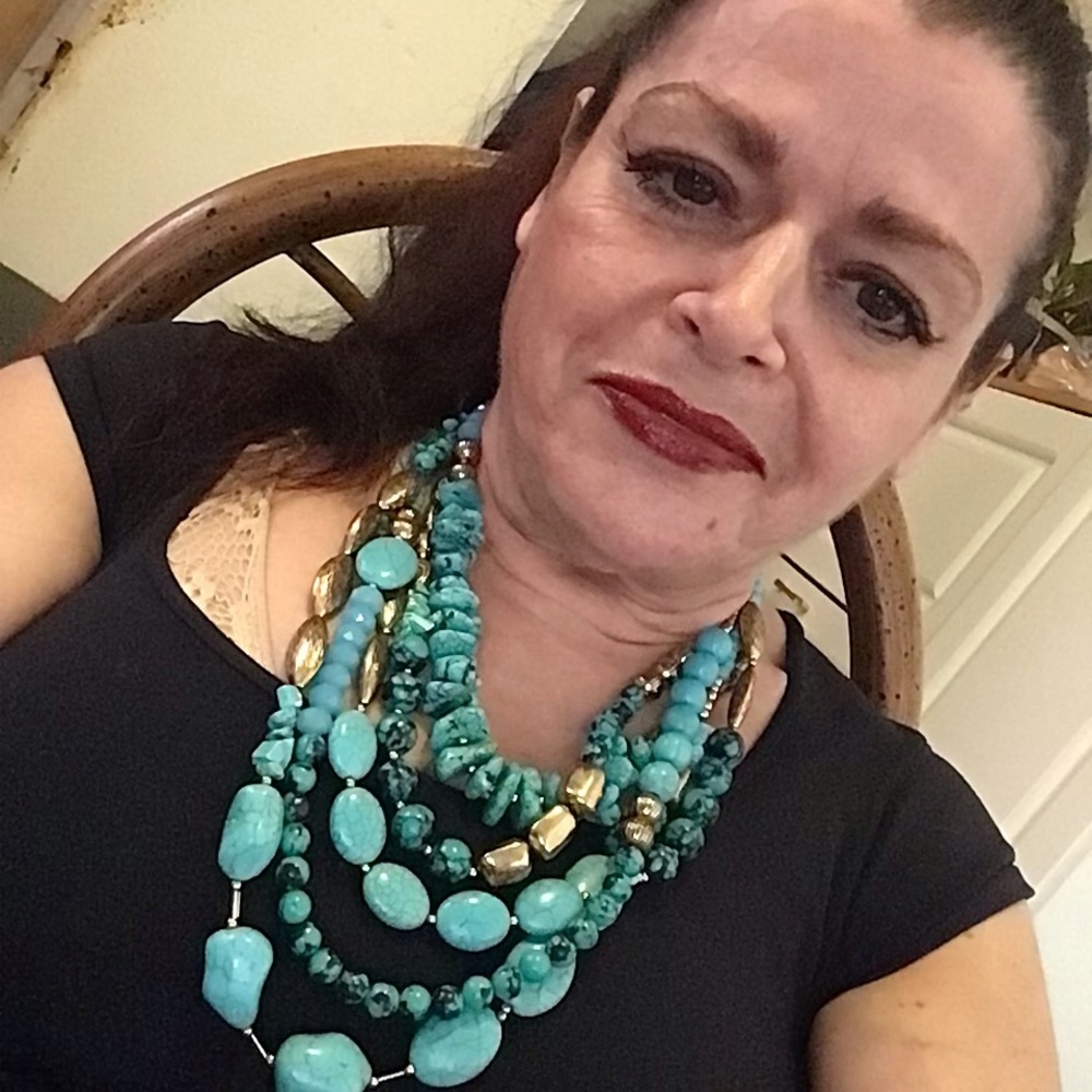 NWT. BOCAR. Multi Strand Golden & Turquoise Beads Necklace.